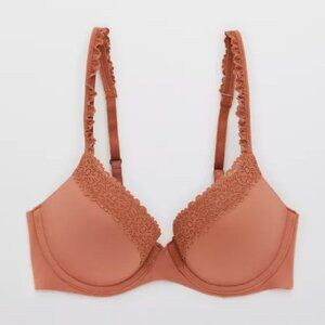 Aerie Real Sunnie Demi Push Up Blossom Lace Trim Bra in Twilight 30D